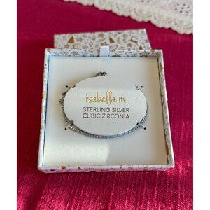 NEW Isabella M. Sterling Silver Thin CZ Bolo Bracelet w/Decorative Gift Box